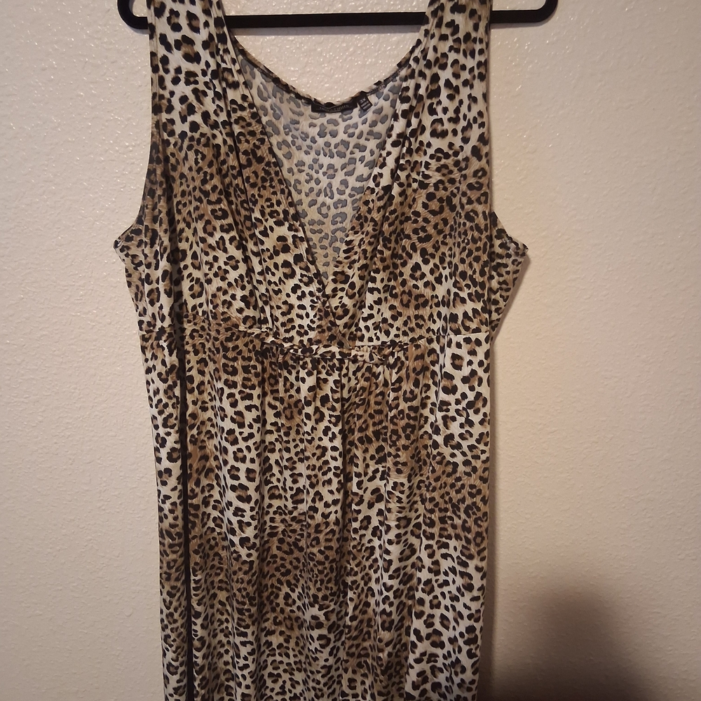 Notations Animal Print V-Neck Dress